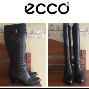 Ecco black leather tall boots 39 awesome 8.5-9